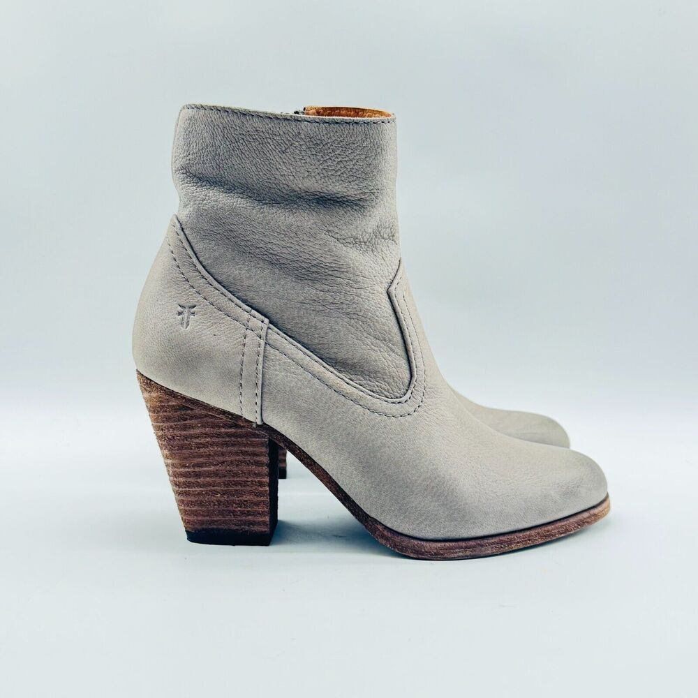 Frye Taupe Suede Stacked Heel Ankle Boots